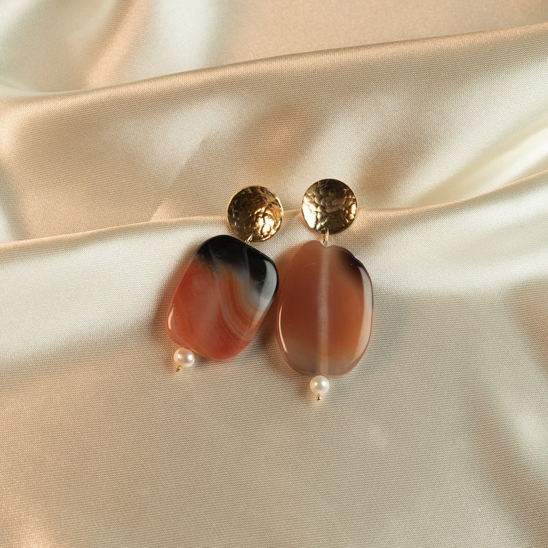 orange agate stone earrings