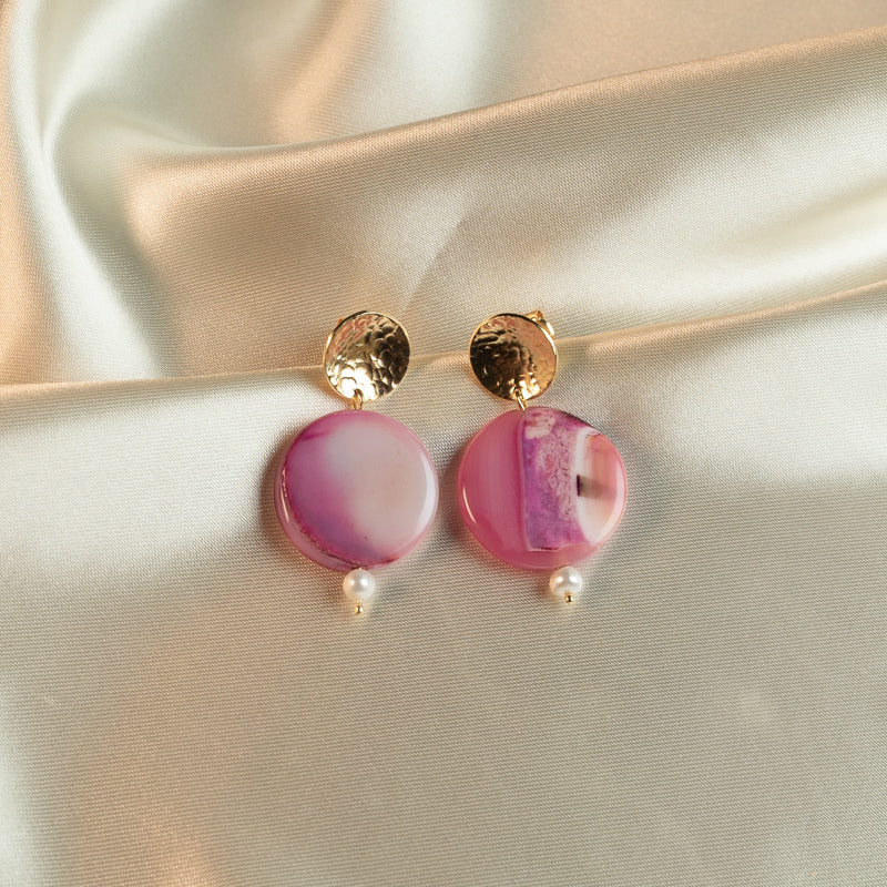 pink agate earrings